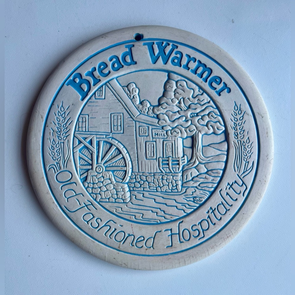 Vintage 1990 Lyn Ulick Bread/Buns/Dough Warmer Trivet Saw Mill Scene